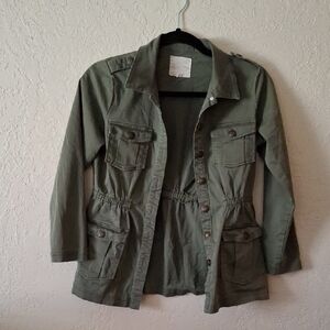 Copper Key Green Utility Jacket with Sturdy Cotton and Rolled Sleeves